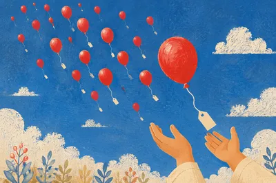 Open Hands Releasing Red Balloons of Forgiveness
