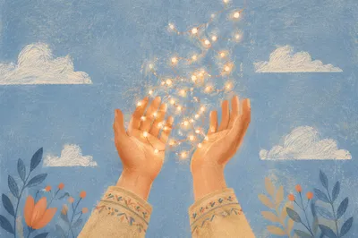 Open Hands Releasing Lights of Forgiveness
