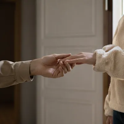 Forgiving Hands in Warm Hallway Light