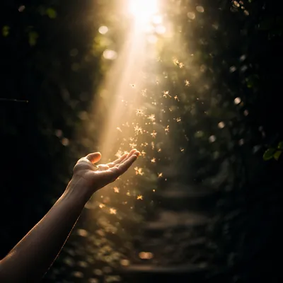 Open Hand Releasing Dust in Sunlight