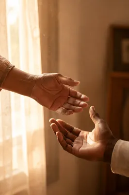Gentle Hands Separating in Morning Light
