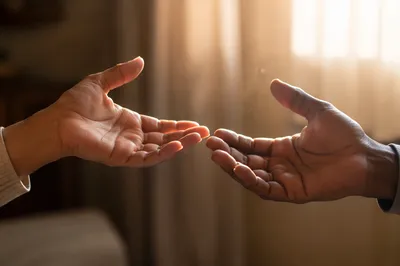 Open Hands in Morning Window Light
