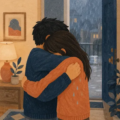 Quiet Reconciliation Embrace After the Rain