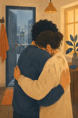 Quiet Reconciliation Embrace After the Rain