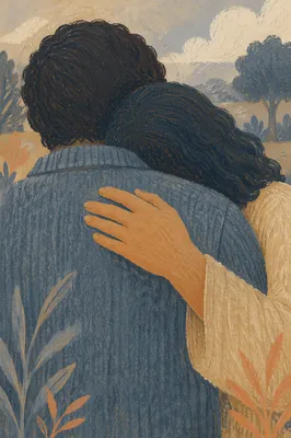 Forgiveness Embrace in Quiet Outdoor Reconciliation