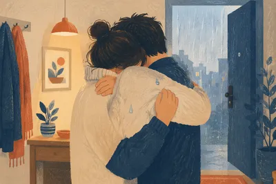 Quiet Reconciliation Embrace After the Rain