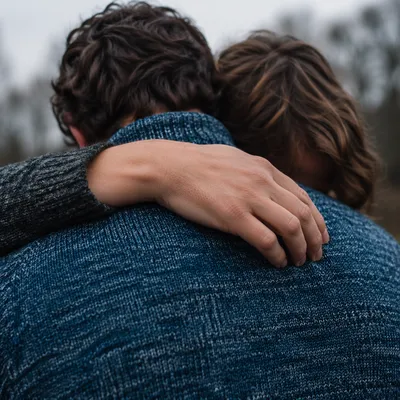 Quiet Reconciliation Embrace in Soft Daylight