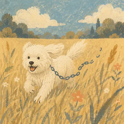 Joyful White Dog Running in Freedom