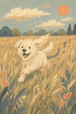 Joyful Dog Running in Freedom Meadow