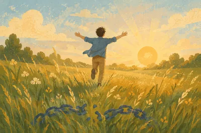 Running Free Through Golden Meadow Joy