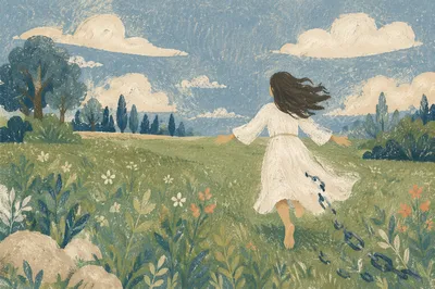 Joyful Freedom Run Through Open Meadow