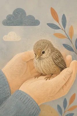 Gentle Hands Cradling a Tiny Songbird