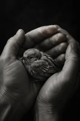 Gentle Hands Cradling a Tiny Fledgling