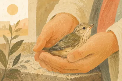Gentle Hands Cradling a Tiny Songbird