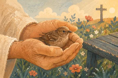 God’s Love Cradling a Small Bird