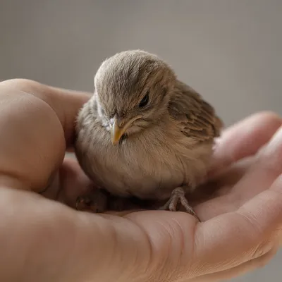 Gentle Hands Cradling a Tiny Songbird