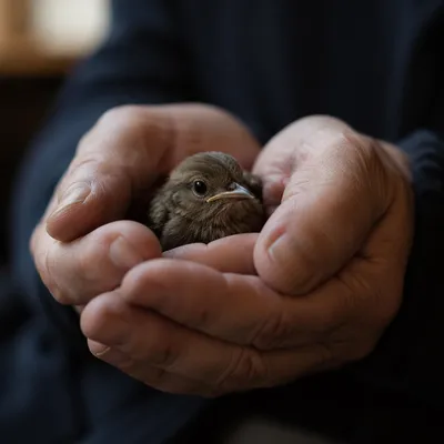 God's Gentle Love Cradling a Fledgling