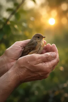 Gentle Hands Cradling a Songbird