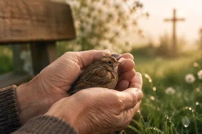 Gentle Hands Cradling a Songbird