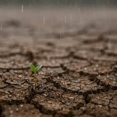 Gentle Grace Rain on Cracked Earth