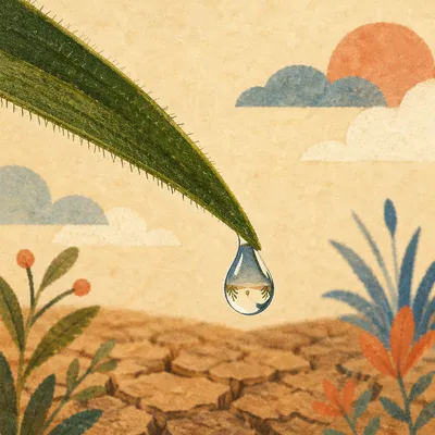 Grace Raindrop Above Cracked Dry Earth