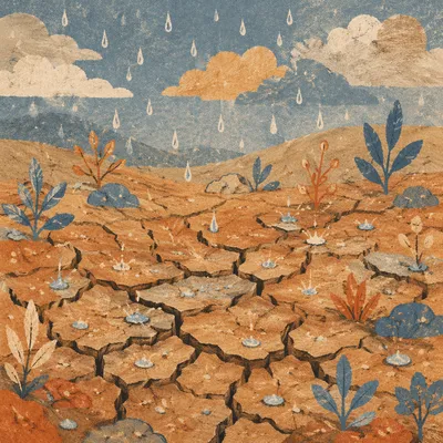 Grace Rain on Cracked Dry Earth