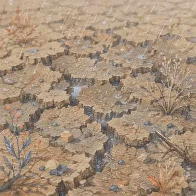 Grace Rain on Cracked Dry Earth