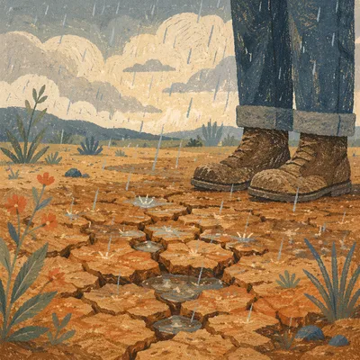 Grace Rain on Cracked Dry Earth