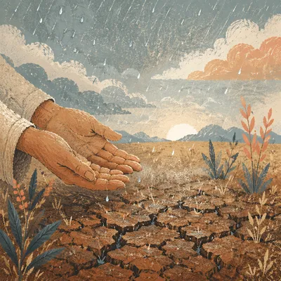 Gentle Grace Rain on Parched Earth