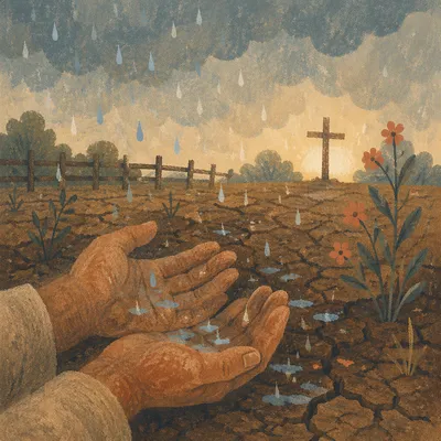 Grace Rain Over Cracked Countryside Earth