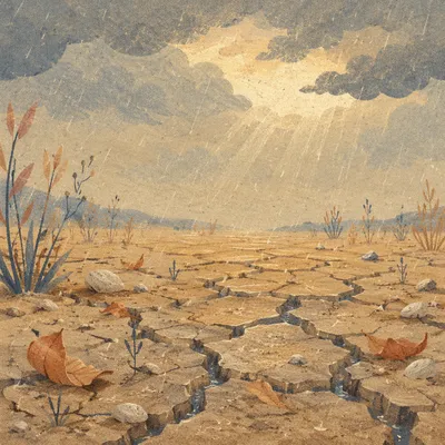 Grace Rain on Cracked Dry Earth