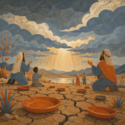 Grace Rain Over Cracked Desert Earth