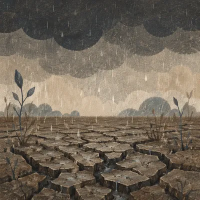 Grace Rain on Cracked Dry Earth