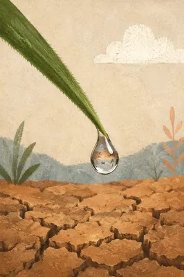 Grace Raindrop Over Dry Earth