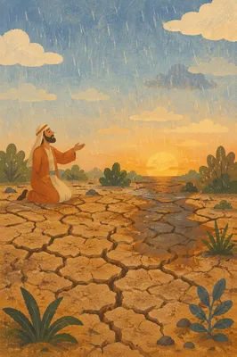 Grace Rain Over Cracked Desert Earth