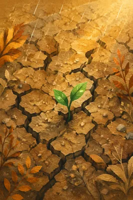 Grace Rain on Cracked Earth Sprout