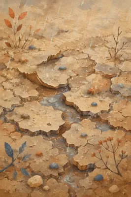 Grace Rain on Cracked Dry Earth