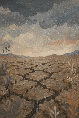 Grace Rain on Cracked Dry Earth