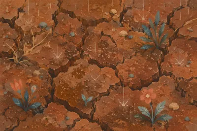 Grace Rain on Cracked Dry Earth