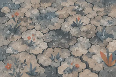 Grace Rain on Cracked Dry Earth