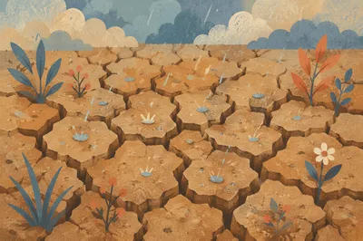 Grace Rain on Cracked Dry Earth