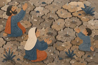 Grace Rain on Cracked Dry Earth