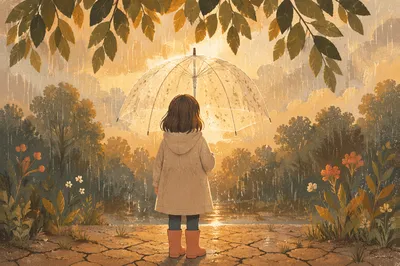 Grace Rain Over Dry Cracked Earth