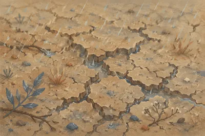 Grace Rain on Cracked Dry Earth