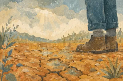 Gentle Grace Rain on Cracked Earth