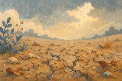 Grace Rain on Cracked Dry Earth