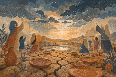 Grace Rain Over Cracked Dry Earth
