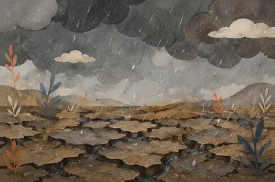 Grace Rain on Cracked Dry Earth