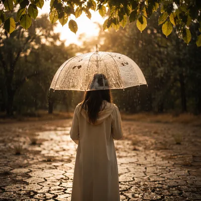 Graceful Rain Over Cracked Earth