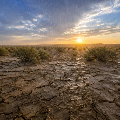 Graceful Rain Over Parched Earth